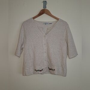 Kathy Ireland short sleeve button embordered blouse sz L